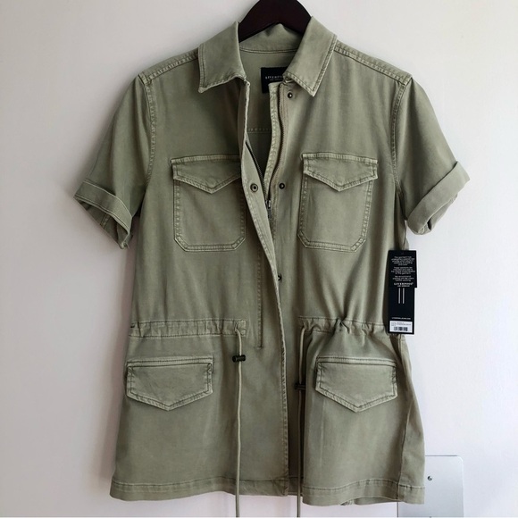 Liverpool Los Angeles Short Sleeve Cargo Jacket Sagebush Green Women Size S NWT - Picture 3 of 13